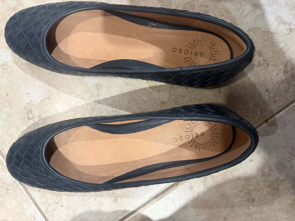Brioso Black Woven Leather Ballet Flats
